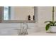 Bathroom featuring a modern chrome faucet, large mirror, and a potted plant at 516 Altamaha Ct, Locust Grove, GA 30248