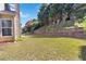 Manicured lawn with a retaining wall, trees, and part of the house is seen to the side at 310 Hammersmith Dr, Suwanee, GA 30024