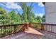 Wooden deck offering abundant space with views of lush trees create an inviting outdoor space for relaxation and entertainment at 12095 Cameron Dr, Duluth, GA 30097