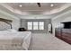 Spacious main bedroom with decorative tray ceiling and large windows at 7575 Old Camp Lndg, Cumming, GA 30040