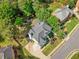 Aerial view of the property showcasing the home's layout, manicured lawns, and surrounding greenery at 818 Forest Path Ln, Alpharetta, GA 30022