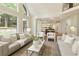 Bright, open living room with high ceilings and expansive windows overlooking a landscaped yard at 818 Forest Path Ln, Alpharetta, GA 30022