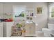 Well-lit bathroom featuring storage and a window at 483 Glen Terrace Rd, Auburn, GA 30011