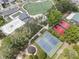 Overhead shot of community amenities including a tennis court, basketball court, and soccer field at 1972 Wingate Rd, Chamblee, GA 30341