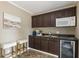 Kitchenette features dark cabinets, a microwave, ample counter space, and a wine fridge at 1972 Wingate Rd, Chamblee, GA 30341