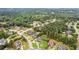 Aerial view showcasing a beautiful home with manicured landscaping in a tree-filled neighborhood at 3364 Kylee Dawn Cir, Lawrenceville, GA 30045