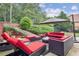 Backyard patio featuring outdoor furniture and an inviting fire pit for entertaining at 3364 Kylee Dawn Cir, Lawrenceville, GA 30045