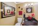 Charming powder room with unique vessel sink and decorative mirror at 3364 Kylee Dawn Cir, Lawrenceville, GA 30045