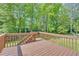 View of a wooden deck on a traditional style home with mature trees surrounding it at 4331 E Kings Point Circle, Dunwoody, GA 30338