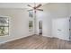 Airy main bedroom features vaulted ceilings, a ceiling fan, large windows, and an ensuite bathroom at 336 Rockmoor Trl, Marietta, GA 30066