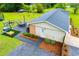 Aerial view of a well-manicured yard with a patio at 4529 Lakeview Dr, Powder Springs, GA 30127