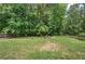 Lush backyard featuring a fire pit area bordered by trees at 233 Yorkshire Ln, Villa Rica, GA 30180