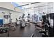 Bright gym featuring cardio and weight equipment with a view of the city at 3325 Piedmont Ne Rd # 3005, Atlanta, GA 30305