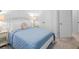 Bright bedroom with a blue coverlet, white trim, and two closets at 1098 Caruso Dr, Buford, GA 30518