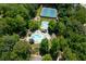 Aerial view showcasing the pool and tennis courts in the community at 2735 Princeton Trce, Cumming, GA 30041