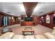 Spacious basement with a coffered ceiling and wet bar at 3330 Arborwoods Dr, Alpharetta, GA 30022