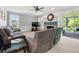 Cozy living room with plush seating, fireplace, and sunroom access at 3330 Arborwoods Dr, Alpharetta, GA 30022
