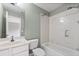 Well-lit bathroom featuring tub-shower combination, toilet, and vanity with a light colored countertop at 2310 Norbury Se Cv, Smyrna, GA 30080