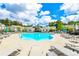 Community pool offers residents a refreshing oasis with plenty of lounge seating and blue umbrellas at 3313 Bartee Walk, Suwanee, GA 30024
