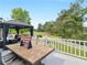 Spacious deck with covered area, outdoor seating, and views of the landscaped backyard at 8117 Spivey Rd, Jonesboro, GA 30236