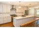 Kitchen featuring white cabinets, stainless steel appliances, and a large island with modern light fixtures at 1468 North Amanda Cir, Atlanta, GA 30329