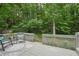 Relaxing back deck showcasing outdoor seating, with a backdrop of lush greenery for privacy at 120 Park Bridge Ln, Roswell, GA 30075