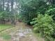 Expansive, wooded backyard with lush greenery, a playhouse, and a swing creates a tranquil, natural retreat at 5022 Cliff Top Dr, Loganville, GA 30052