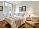 Cozy bedroom featuring hardwood floors, neutral decor, and a sliding glass door at 130 26Th St # 402, Atlanta, GA 30309