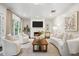 Living room with a fireplace, neutral furniture, and plenty of natural light for a cozy atmosphere at 2672 Birchwood Dr, Atlanta, GA 30305