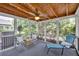 Relaxing screened porch with a ceiling fan, and comfortable seating overlooking a well maintained yard at 2318 Chancery Mill Ln, Buford, GA 30519