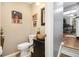Stylish half-bathroom with modern fixtures and decor at 82 Twiggs Cor, Peachtree City, GA 30269
