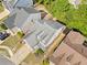 An aerial view of the property showing its backyard, landscaping, and position in the neighborhood at 121 Camdyn Cir, Woodstock, GA 30188