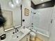 Bathroom featuring white subway tile shower and a modern vanity at 590 Hood Ave, Fayetteville, GA 30214