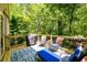 Outdoor deck showcasing comfortable seating, a grill, and serene wooded views at 515 Rosedown Way, Lawrenceville, GA 30043