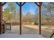 A covered patio providing a relaxing outdoor living space overlooking a fully fenced yard at 5305 Redfield Way, Cumming, GA 30028