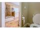 This bathroom features a glass shower and tub with tile flooring at 2826 Staunton Dr, Duluth, GA 30097