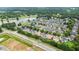 Drone shot of neighborhood with lake and mature landscaping at 663 Warm Springs Ct, Loganville, GA 30052