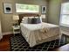 Comfortable bedroom with natural light, patterned rug and stylish modern decor at 3153 Bonway Dr, Decatur, GA 30032