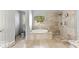 Luxurious bathroom with a soaking tub, walk-in shower, and travertine tile at 13090 Magnolia Crescent Dr, Roswell, GA 30075