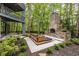 Stunning backyard featuring an outdoor stone fireplace and beautiful landscaping at 4052 Loch Highland Ne Pass, Roswell, GA 30075