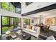 Open-concept living room with expansive windows, modern decor, and seamless indoor-outdoor flow at 4052 Loch Highland Ne Pass, Roswell, GA 30075