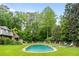 Beautiful in-ground pool surrounded by lush greenery and mature trees in a private backyard at 675 W Paces Ferry Nw Rd # 11, Atlanta, GA 30327