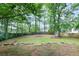 Large backyard with a green lawn, privacy fence, and mature trees at 1491 Kolb Ridge Sw Dr, Marietta, GA 30008