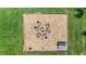 Aerial view of mulched backyard seating area with outdoor furniture and chairs at 104 Meadow View Trl, Canton, GA 30115