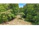 Beautiful backyard featuring a grassy clearing surrounded by lush trees, seen through a black fence at 104 Meadow View Trl, Canton, GA 30115