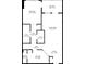 Detailed floorplan showing the layout of the home, including the living room, kitchen, bedroom, balcony and bathroom at 3334 Peachtree Ne Rd # 101, Atlanta, GA 30326