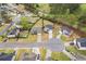 Beautiful aerial view of homes in quiet suburban neighborhood, highlighting landscaping, lawns, and quiet cul-de-sac at 209 Shelton Cir, Temple, GA 30179