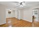 Comfortable bedroom with hardwood floors and an en-suite bathroom at 2288 Hudson Sw Dr, Lilburn, GA 30047