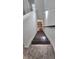 A view down the carpeted staircase with wooden steps and black banister at 2514 Norwood Park Crossing, Doraville, GA 30340