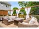 Relax on this stunning back deck, featuring comfortable seating and elegant curtain accents for a tranquil outdoor experience at 318 5Th Ne St, Atlanta, GA 30308